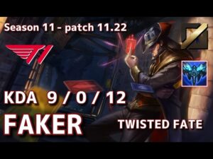 【KRサーバー/M1】T1 Faker ツイステッドフェイト(Twisted Fate) VS ヤスオ(Yasuo) MID – Patch11.22 KR Ranked【LoL】