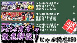 【にゃんこ大戦争】Fateガチャの当たりは？排出率は？疑問に答えるFateガチャ講座　にゃん講座#050